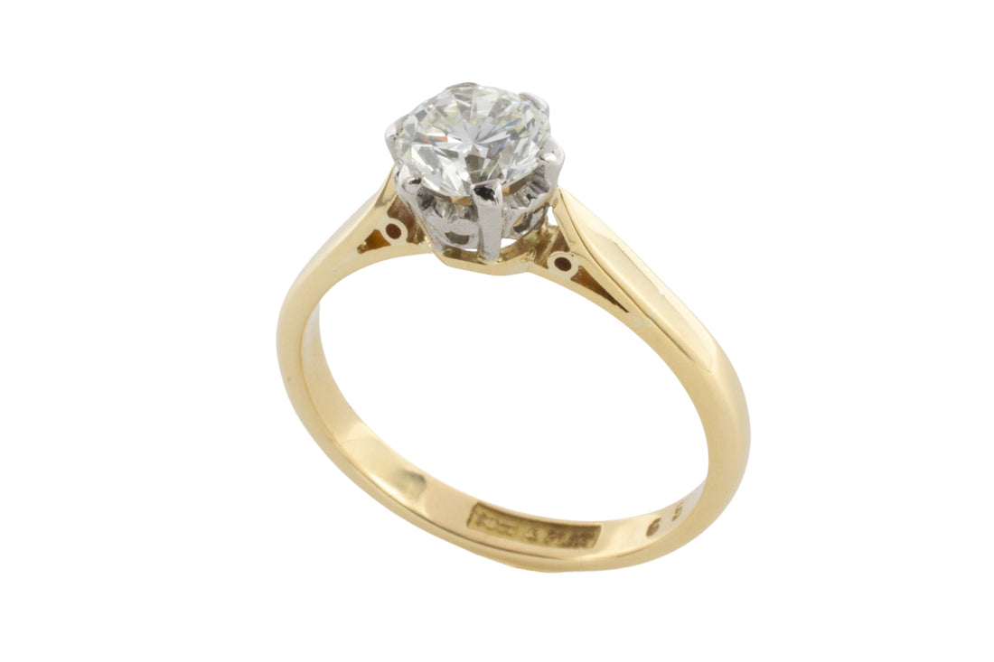 Vintage brilliant cut diamond solitaire ring-engagement rings-The Antique Ring Shop