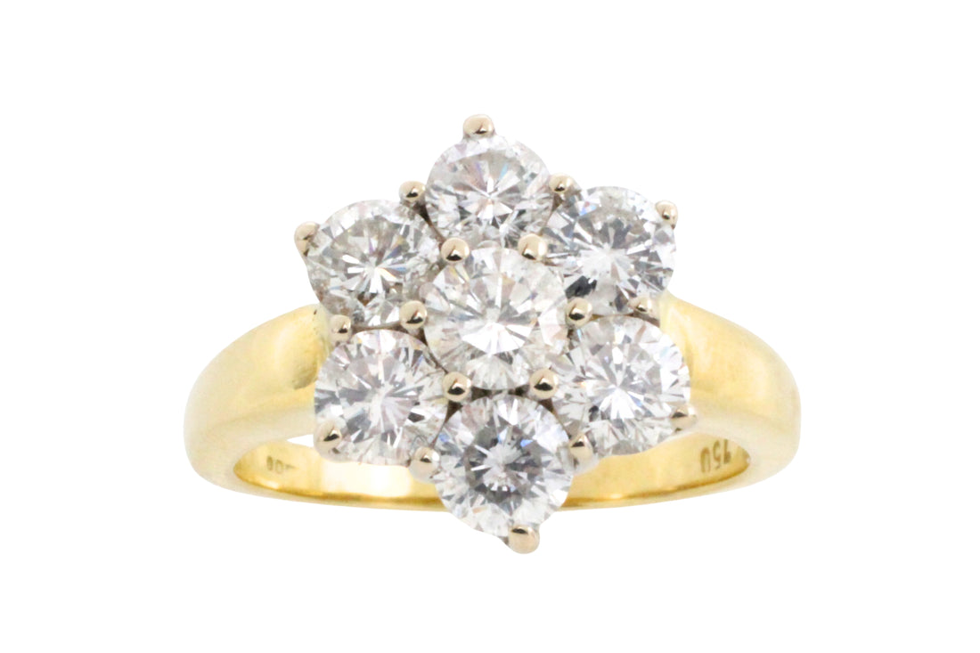 Vintage diamond cluster ring in 18 carat gold-engagement rings-The Antique Ring Shop