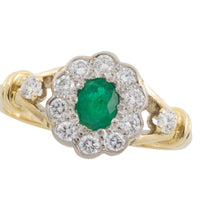 Emerald and diamond ring in 18 carat gold-engagement rings-The Antique Ring Shop