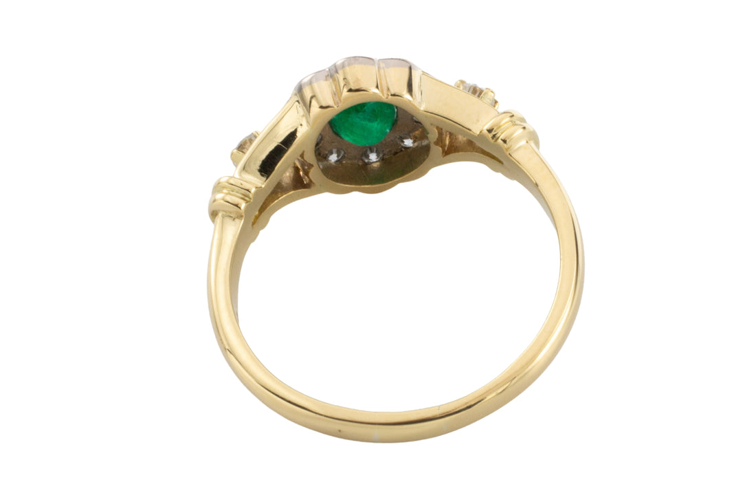 Emerald and diamond ring in 18 carat gold-engagement rings-The Antique Ring Shop