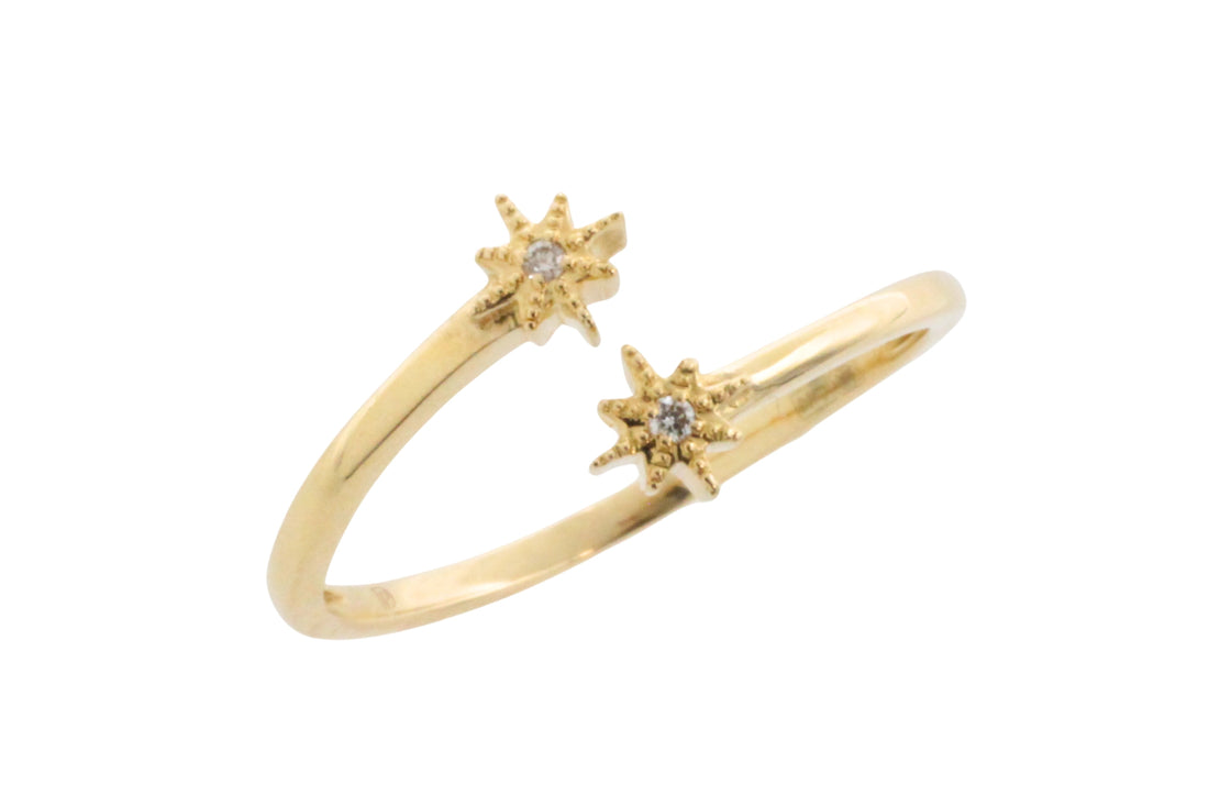 Diamond star ring in 14 carat gold-Vintage Rings-The Antique Ring Shop