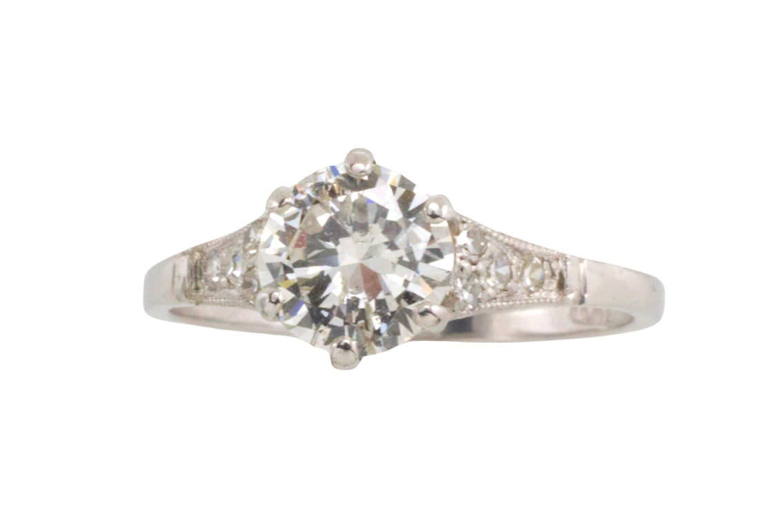 Vintage diamond ring in platinum-engagement rings-The Antique Ring Shop