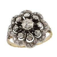 Vintage rose diamond cluster ring in silver and gold-Vintage Rings-The Antique Ring Shop