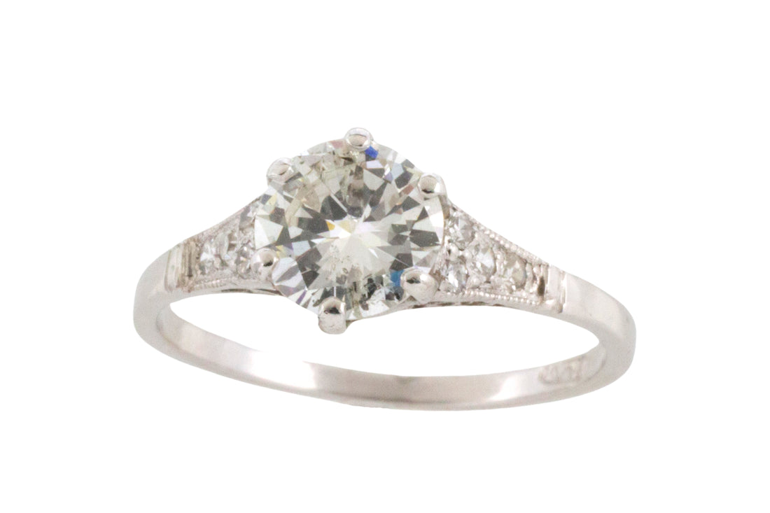 Vintage diamond ring in platinum-engagement rings-The Antique Ring Shop