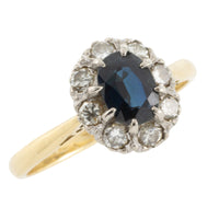 Vintage sapphire and diamond ring in 18 carat gold-engagement rings-The Antique Ring Shop