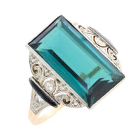 Art Deco green spinel and diamond ring-Vintage Rings-The Antique Ring Shop