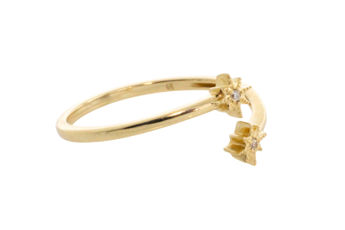 Diamond star ring in 14 carat gold-Vintage Rings-The Antique Ring Shop
