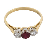 Ruby and diamond three stone ring-engagement rings-The Antique Ring Shop