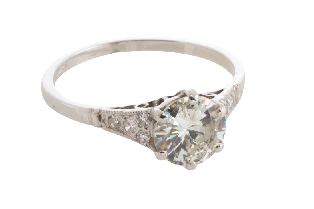 Vintage diamond ring in platinum-engagement rings-The Antique Ring Shop