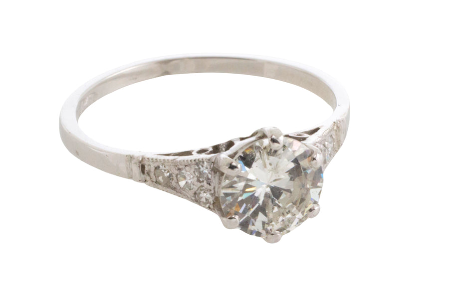 Vintage diamond ring in platinum-engagement rings-The Antique Ring Shop