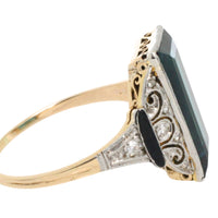 Art Deco green spinel and diamond ring-Vintage Rings-The Antique Ring Shop