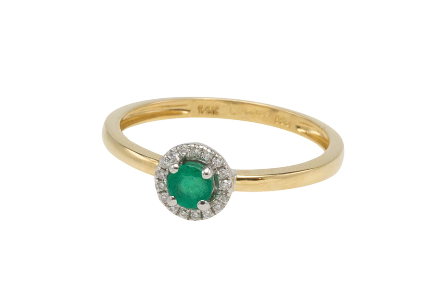 Vintage emerald and diamond cluster ring-engagement rings-The Antique Ring Shop
