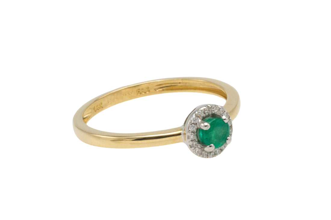 Vintage emerald and diamond cluster ring-engagement rings-The Antique Ring Shop