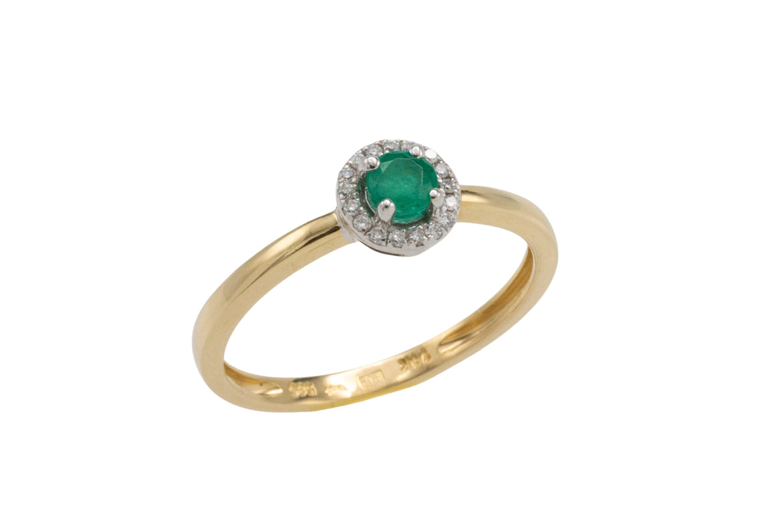 Vintage emerald and diamond cluster ring-engagement rings-The Antique Ring Shop