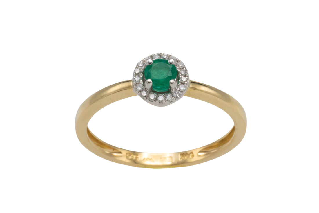 Vintage emerald and diamond cluster ring-engagement rings-The Antique Ring Shop