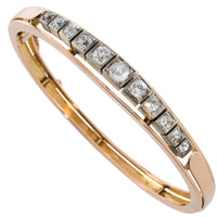 Gold and silver bracelet with Old European cut diamonds-Bracelets-The Antique Ring Shop