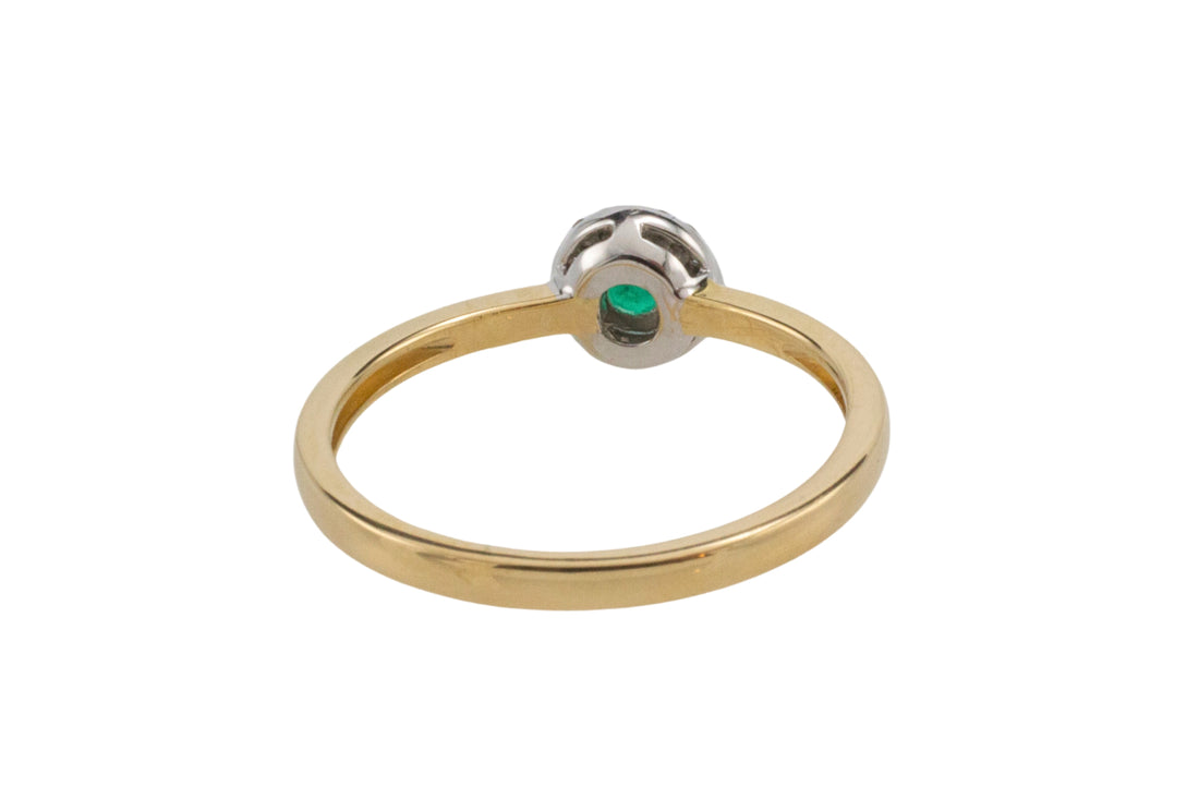 Vintage emerald and diamond cluster ring-engagement rings-The Antique Ring Shop