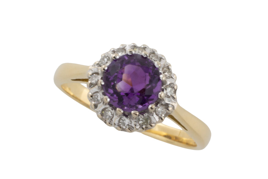 Amethyst and diamond ring in 18 carat gold-vintage rings-The Antique Ring Shop