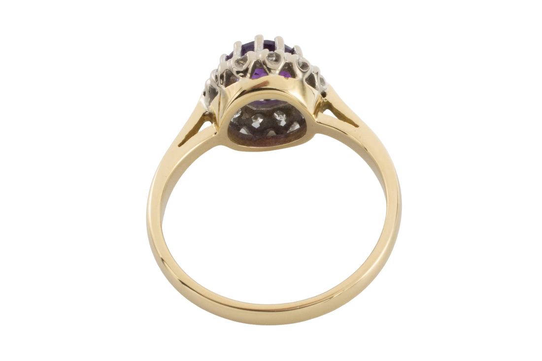 Amethyst and diamond ring in 18 carat gold-vintage rings-The Antique Ring Shop