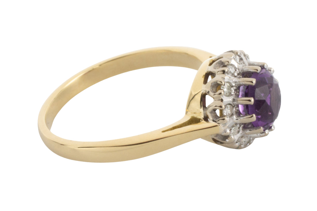 Amethyst and diamond ring in 18 carat gold-vintage rings-The Antique Ring Shop