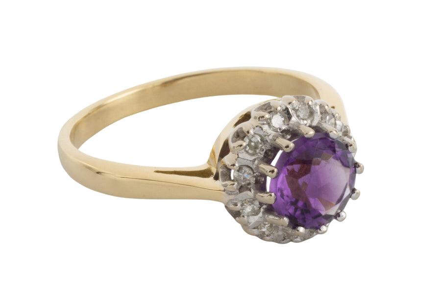 Amethyst and diamond ring in 18 carat gold-vintage rings-The Antique Ring Shop