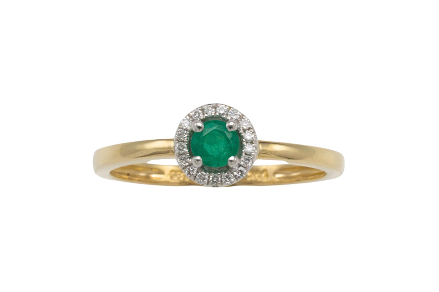 Vintage emerald and diamond cluster ring-engagement rings-The Antique Ring Shop