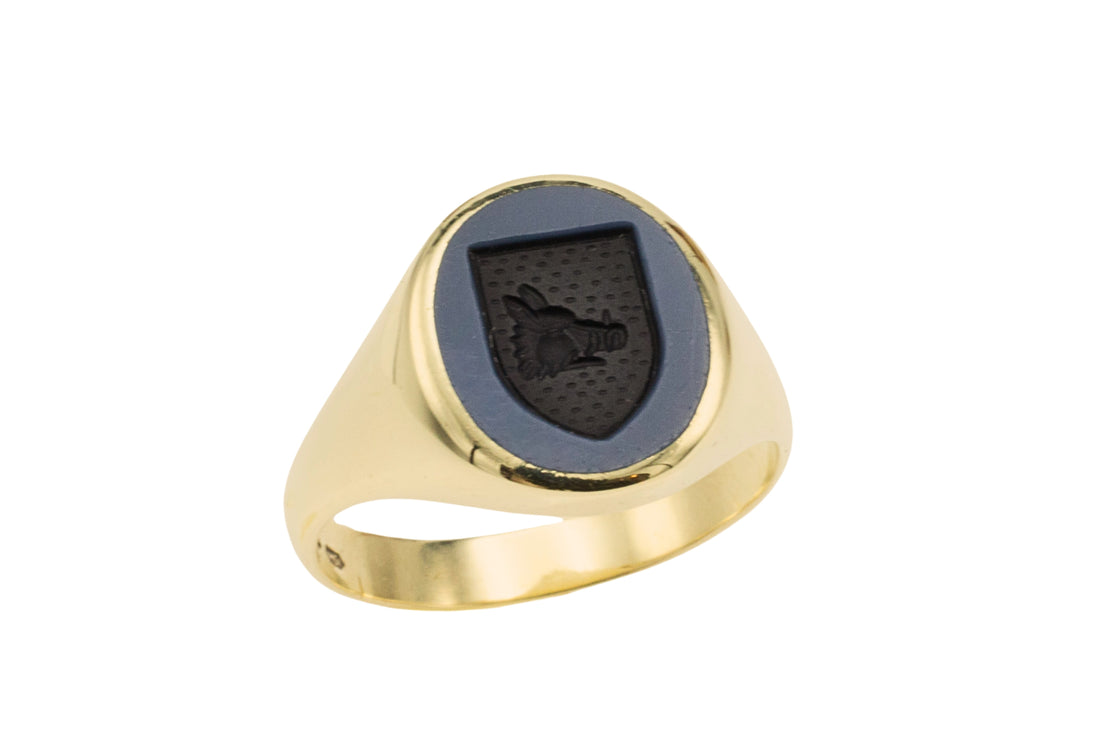 Vintage signet ring with intaglio-gents rings-The Antique Ring Shop