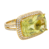 18 carat gold lemon quartz and diamond ring-Rings-The Antique Ring Shop