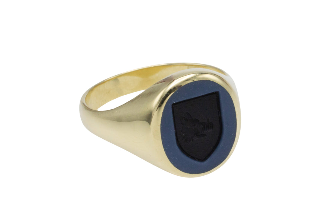 Vintage signet ring with intaglio-gents rings-The Antique Ring Shop