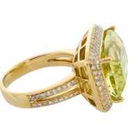 18 carat gold lemon quartz and diamond ring-Rings-The Antique Ring Shop