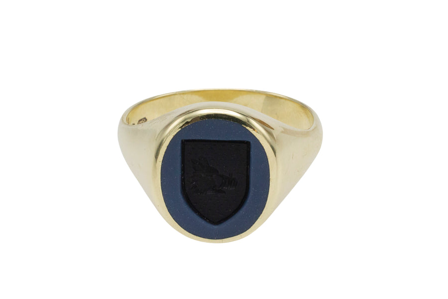 Vintage signet ring with intaglio-gents rings-The Antique Ring Shop