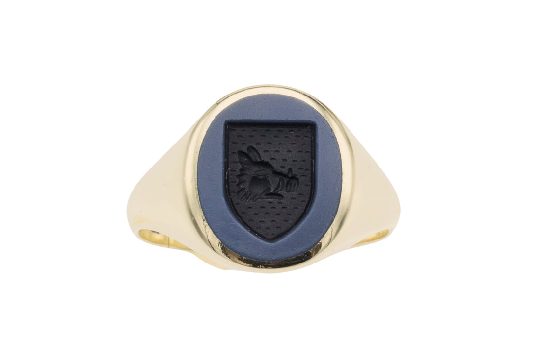 Vintage signet ring with intaglio-gents rings-The Antique Ring Shop