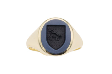Vintage signet ring with intaglio-gents rings-The Antique Ring Shop
