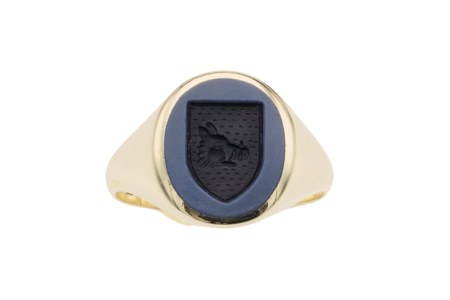 Vintage signet ring with intaglio-gents rings-The Antique Ring Shop