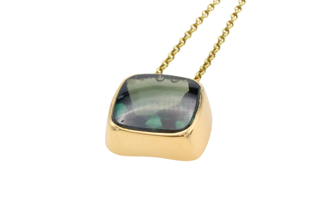 Tourmaline pendant in 14 carat gold-Pendants-The Antique Ring Shop
