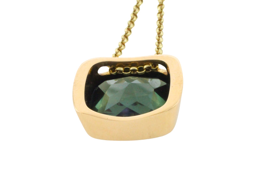 Tourmaline pendant in 14 carat gold-Pendants-The Antique Ring Shop