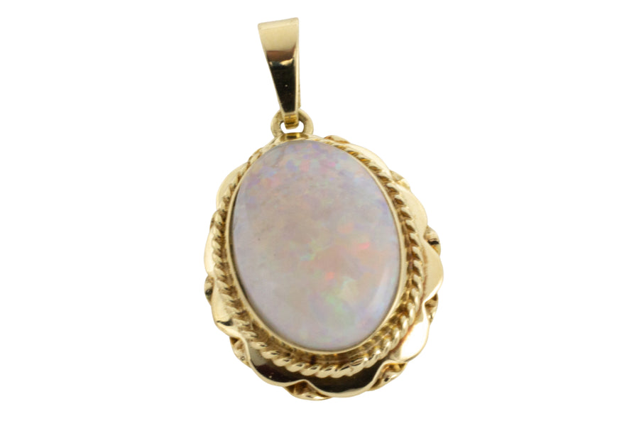 Opal pendant in 14 carat goold-Pendants-The Antique Ring Shop