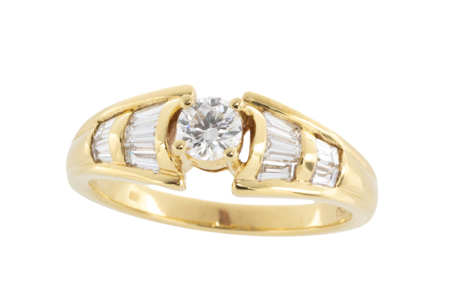 Brilliant and baguette cut diamond ring-engagement rings-The Antique Ring Shop