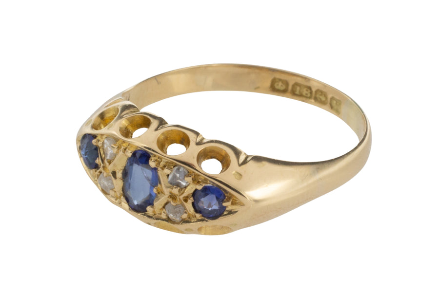 Sapphire and diamond ring from 1920-engagement rings-The Antique Ring Shop