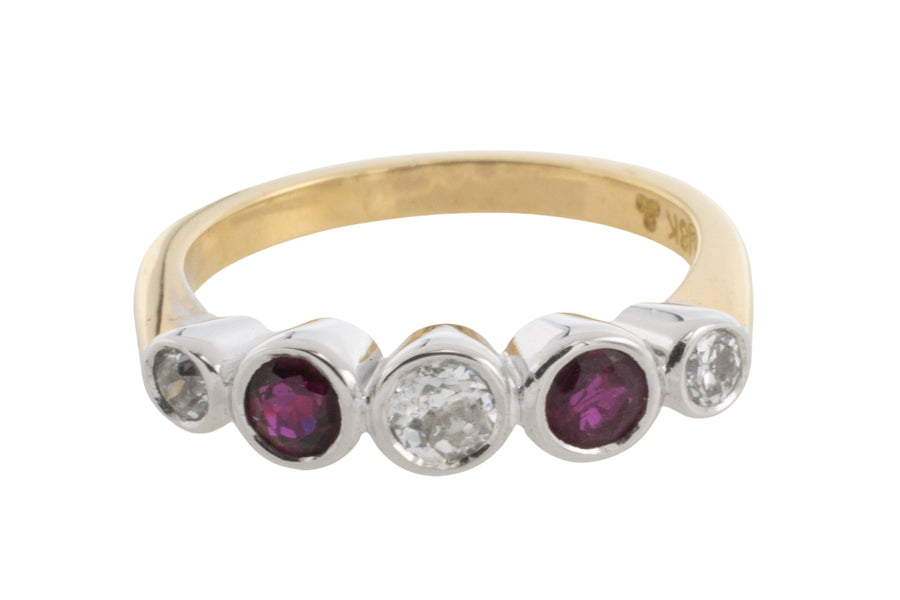 Ruby and diamond ring in 18 carat gold-engagement rings-The Antique Ring Shop