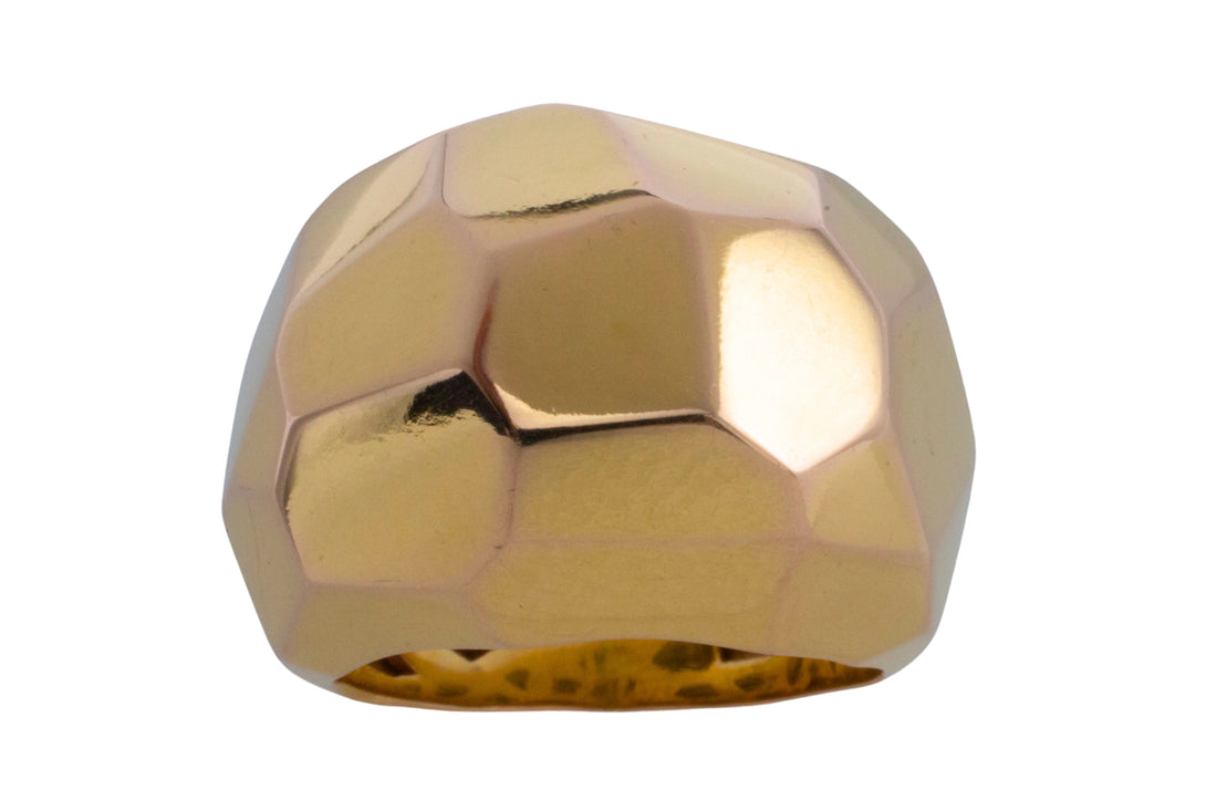 18 carat gold faceted dome ring-Vintage Rings-The Antique Ring Shop