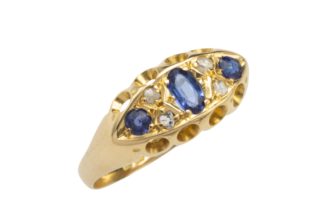 Sapphire and diamond ring from 1920-engagement rings-The Antique Ring Shop