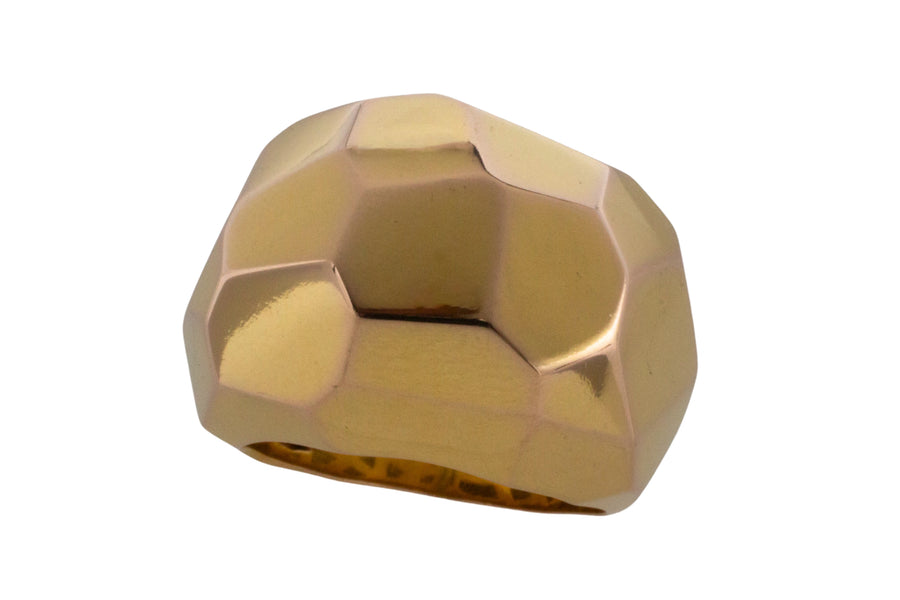 18 carat gold faceted dome ring-Vintage Rings-The Antique Ring Shop