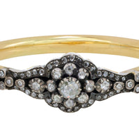 Vintage rose cut diamond bracelet in 14 carat gold and silver-Bracelets-The Antique Ring Shop
