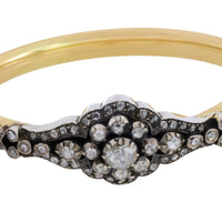 Vintage rose cut diamond bracelet in 14 carat gold and silver-Bracelets-The Antique Ring Shop