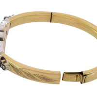 Vintage rose cut diamond bracelet in 14 carat gold and silver-Bracelets-The Antique Ring Shop