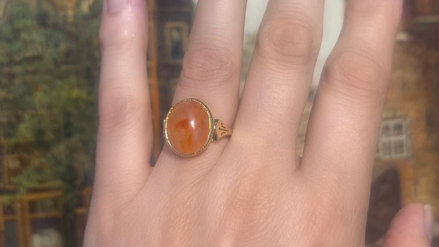 Cabochon carnelian ring in 18 carat gold-vintage rings-The Antique Ring Shop