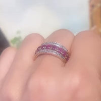 Sapphire and ruby flip ring with rose diamonds