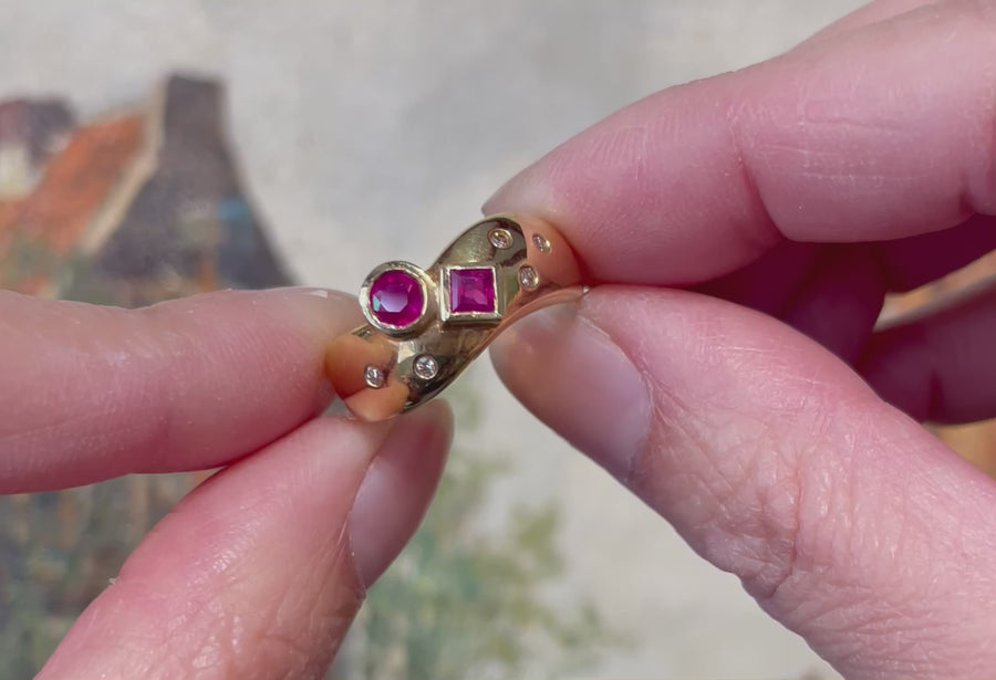 Ruby and diamond ring in 18 carat gold