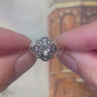 Rose diamond ring in silver and 14 carat gold